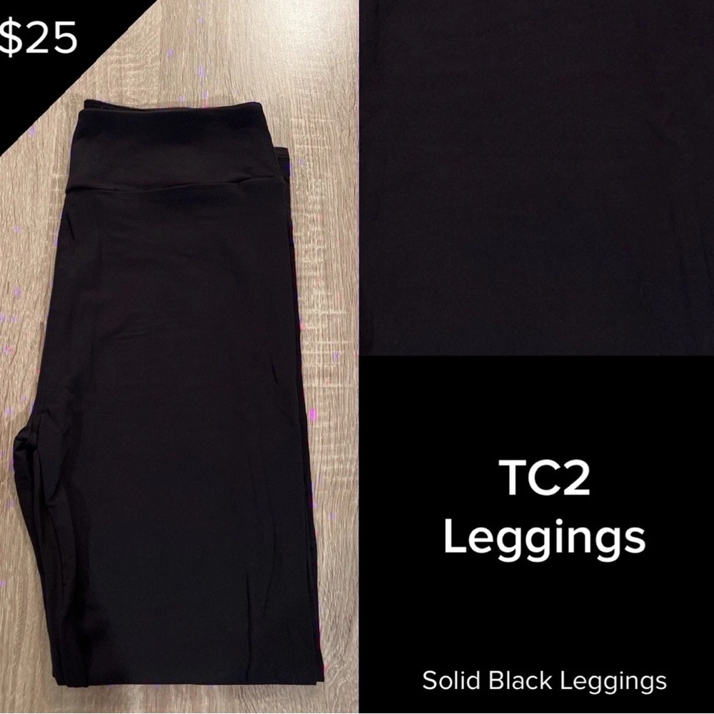 LuLaRoe BRAND NEW Leggings Solid BLACK Rare TC2 Tall And Curvy 2 Fits Sizes 18+